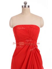 Floor Length Red Vestidos de Damas Strapless Sleeveless Zipper