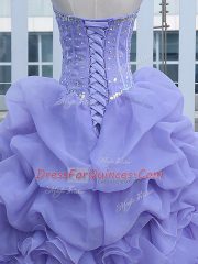 High Class Sleeveless Lace Up Floor Length Beading and Ruffles and Pick Ups Quinceanera Gown
