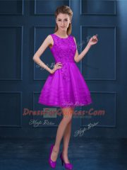 Fantastic Eggplant Purple Sleeveless Tulle Zipper Quinceanera Dama Dress for Prom and Party