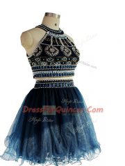Suitable Sleeveless Backless Mini Length Beading Prom Evening Gown