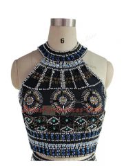 Suitable Sleeveless Backless Mini Length Beading Prom Evening Gown