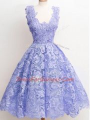 Most Popular Lavender Vestidos de Damas Prom and Party and Wedding Party with Lace Straps Sleeveless Zipper