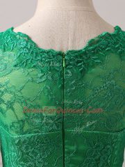 Green Mermaid Lace Scoop Long Sleeves Lace Zipper Prom Evening Gown Brush Train