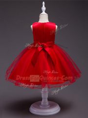 Latest Beading Kids Formal Wear Baby Pink Zipper Sleeveless Knee Length