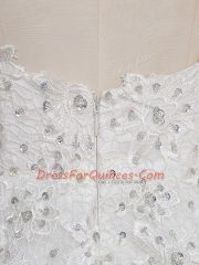 Smart Sleeveless Mini Length Beading and Lace and Appliques Zipper Evening Dress with White