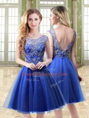 Glorious Sleeveless Beading Backless Prom Gown