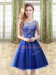 Glorious Sleeveless Beading Backless Prom Gown