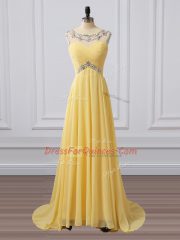 Best Selling Clasp Handle Yellow for Prom and Party with Beading and Ruching Brush Train