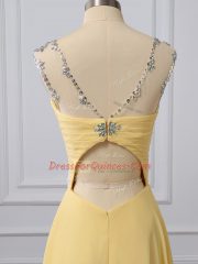 Best Selling Clasp Handle Yellow for Prom and Party with Beading and Ruching Brush Train