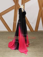Sophisticated Empire Sleeveless Multi-color Prom Dresses Brush Train Criss Cross