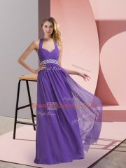 Sleeveless Side Zipper Floor Length Beading and Ruching Evening Dress