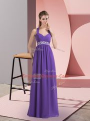 Sleeveless Side Zipper Floor Length Beading and Ruching Evening Dress