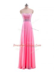 Beautiful Chiffon Sleeveless Floor Length Dress for Prom and Beading