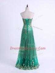 On Sale Sleeveless Floor Length Beading and Appliques Lace Up with Green