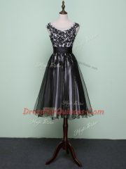 Black Sleeveless Tulle Zipper Prom Evening Gown for Prom and Party