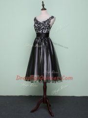 Black Sleeveless Tulle Zipper Prom Evening Gown for Prom and Party