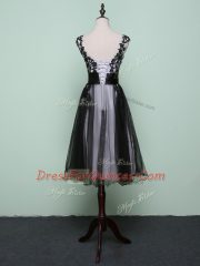 Black Sleeveless Tulle Zipper Prom Evening Gown for Prom and Party