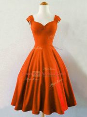 Custom Fit Rust Red A-line Ruching Quinceanera Court Dresses Lace Up Taffeta Sleeveless Knee Length