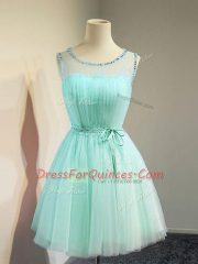 Free and Easy Belt Court Dresses for Sweet 16 Apple Green Lace Up Sleeveless Knee Length