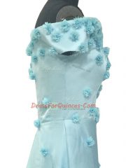 Taffeta Off The Shoulder Sleeveless Zipper Hand Made Flower in Light Blue