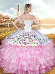 Ball Gowns 15 Quinceanera Dress Lilac Sweetheart Organza and Taffeta Sleeveless Floor Length Lace Up