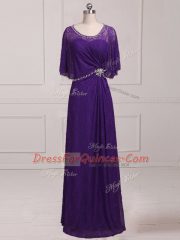 Floor Length Purple Dress for Prom Scoop Sleeveless Zipper