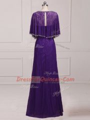 Floor Length Purple Dress for Prom Scoop Sleeveless Zipper