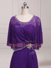 Floor Length Purple Dress for Prom Scoop Sleeveless Zipper