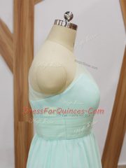 Affordable Apple Green Sleeveless Chiffon Sweep Train Side Zipper Dama Dress for Prom and Party and Wedding Party