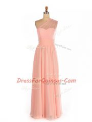 Flare Floor Length Empire Sleeveless Peach Dama Dress for Quinceanera Side Zipper