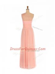 Flare Floor Length Empire Sleeveless Peach Dama Dress for Quinceanera Side Zipper