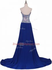 Brush Train Column/Sheath Royal Blue Sweetheart Chiffon Sleeveless Zipper