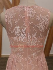 Dazzling Chiffon and Lace Sleeveless Floor Length Prom Dress Brush Train and Beading