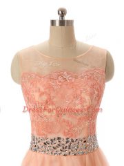 Fancy Sleeveless Beading and Lace and Appliques Zipper Prom Party Dress