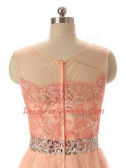 Fancy Sleeveless Beading and Lace and Appliques Zipper Prom Party Dress