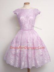 Cap Sleeves Lace Lace Up Quinceanera Court Dresses
