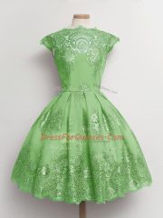 Cute Knee Length A-line Cap Sleeves Vestidos de Damas Lace Up