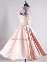 Pink Sleeveless Taffeta Zipper Prom Dress for Prom and Party and Sweet 16