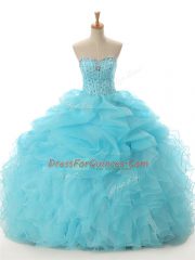 Vintage Organza Sleeveless Floor Length Quinceanera Dress and Beading and Ruffled Layers