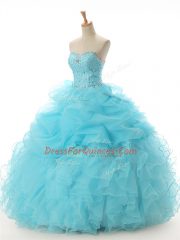 Vintage Organza Sleeveless Floor Length Quinceanera Dress and Beading and Ruffled Layers