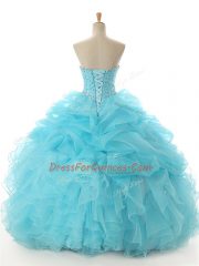 Vintage Organza Sleeveless Floor Length Quinceanera Dress and Beading and Ruffled Layers