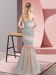 Champagne Sleeveless Beading Floor Length Prom Evening Gown