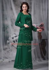 Chic Green Sleeveless Beading Floor Length Prom Party Dress