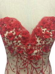 Sleeveless Brush Train Zipper Hand Made Flower Prom Dress