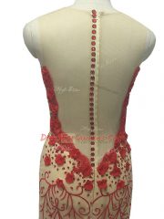 Sleeveless Brush Train Zipper Hand Made Flower Prom Dress