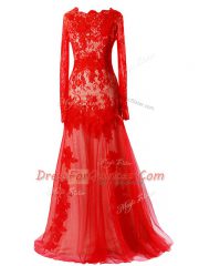 Scalloped Sleeveless Zipper Homecoming Dress Red Tulle