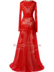 Scalloped Sleeveless Zipper Homecoming Dress Red Tulle