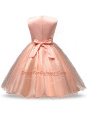 Knee Length Baby Blue Little Girls Pageant Gowns Scoop Sleeveless Zipper
