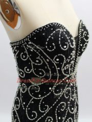 Fancy Black Sleeveless Beading and Ruffles Floor Length Evening Dress