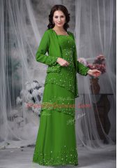 Custom Made Sleeveless Chiffon Floor Length Zipper Prom Party Dress in Green with Beading